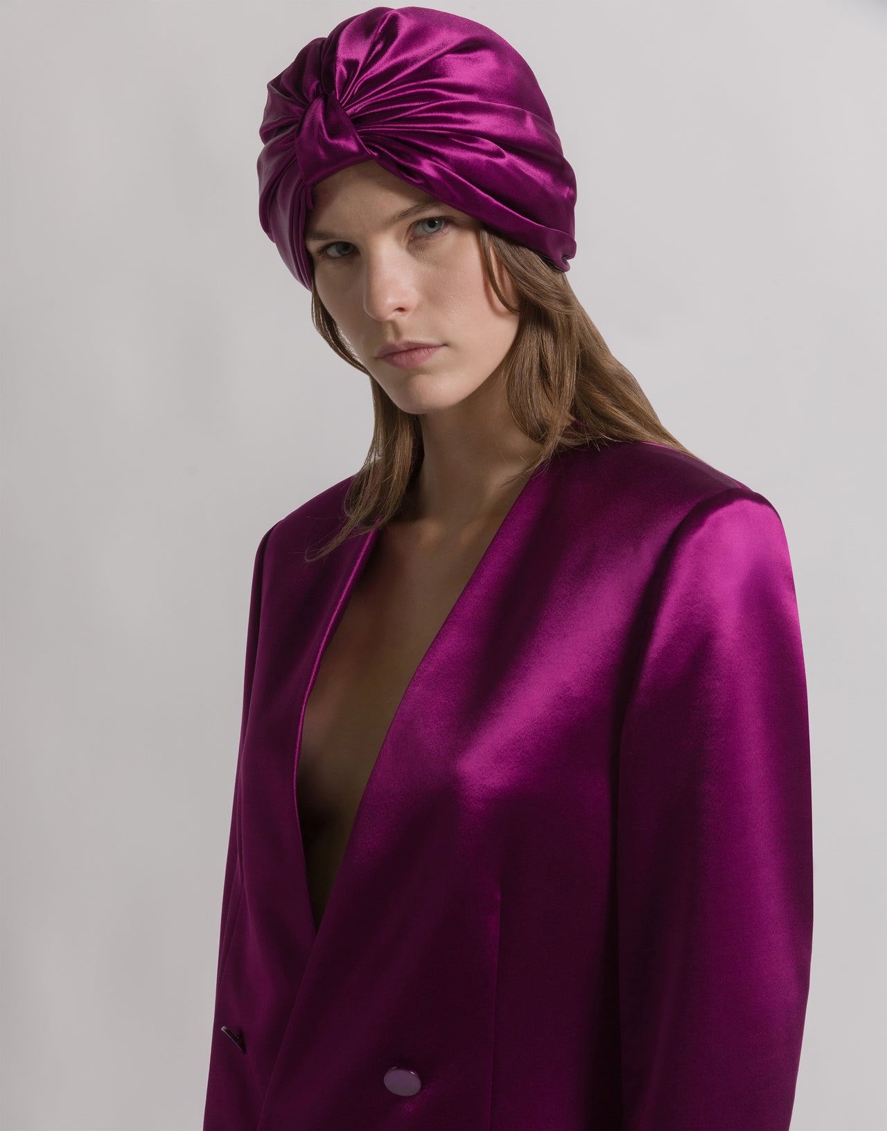 Turbante in raso lucido Purple Alberta Ferretti Boutique Online 1