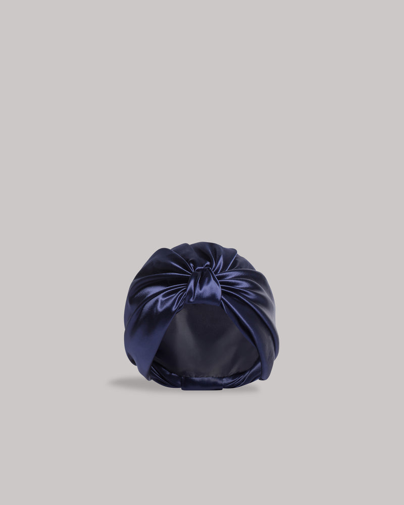 Turbante in raso lucido Blu Alberta Ferretti Boutique Online 1