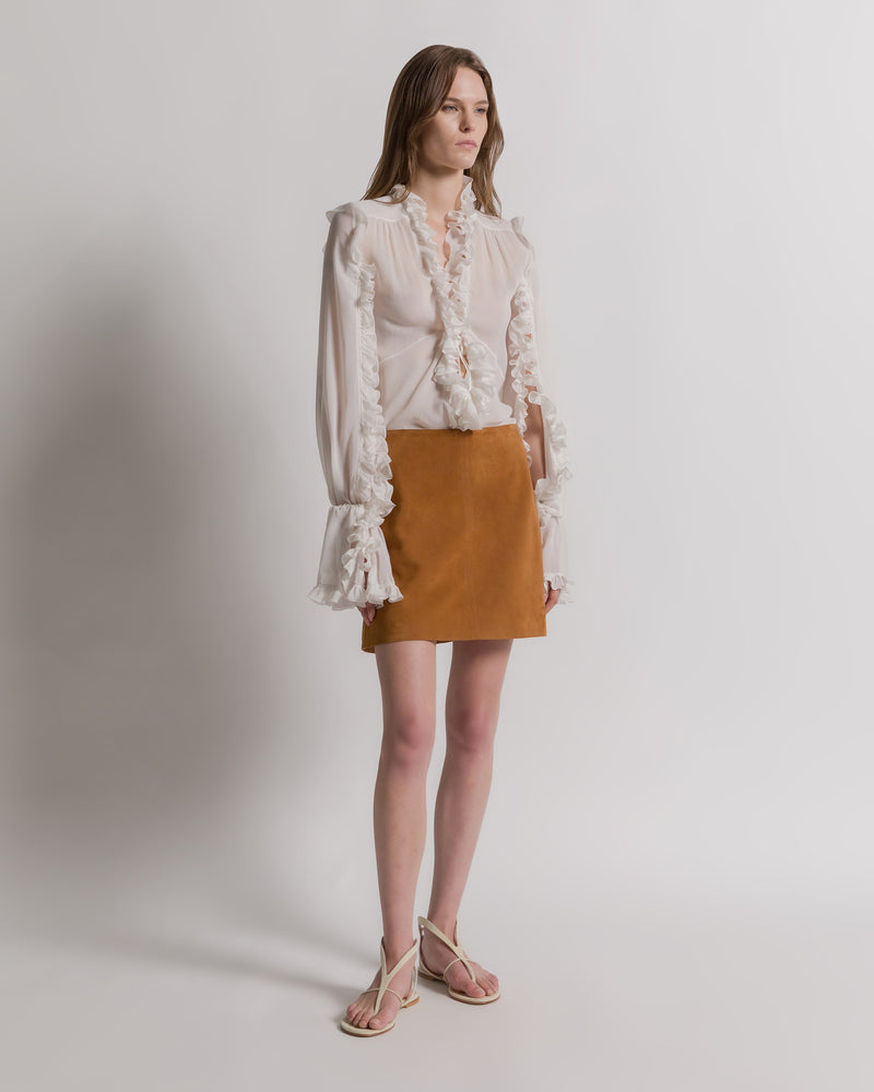 Suede miniskirt Brown Alberta Ferretti Boutique Online 1