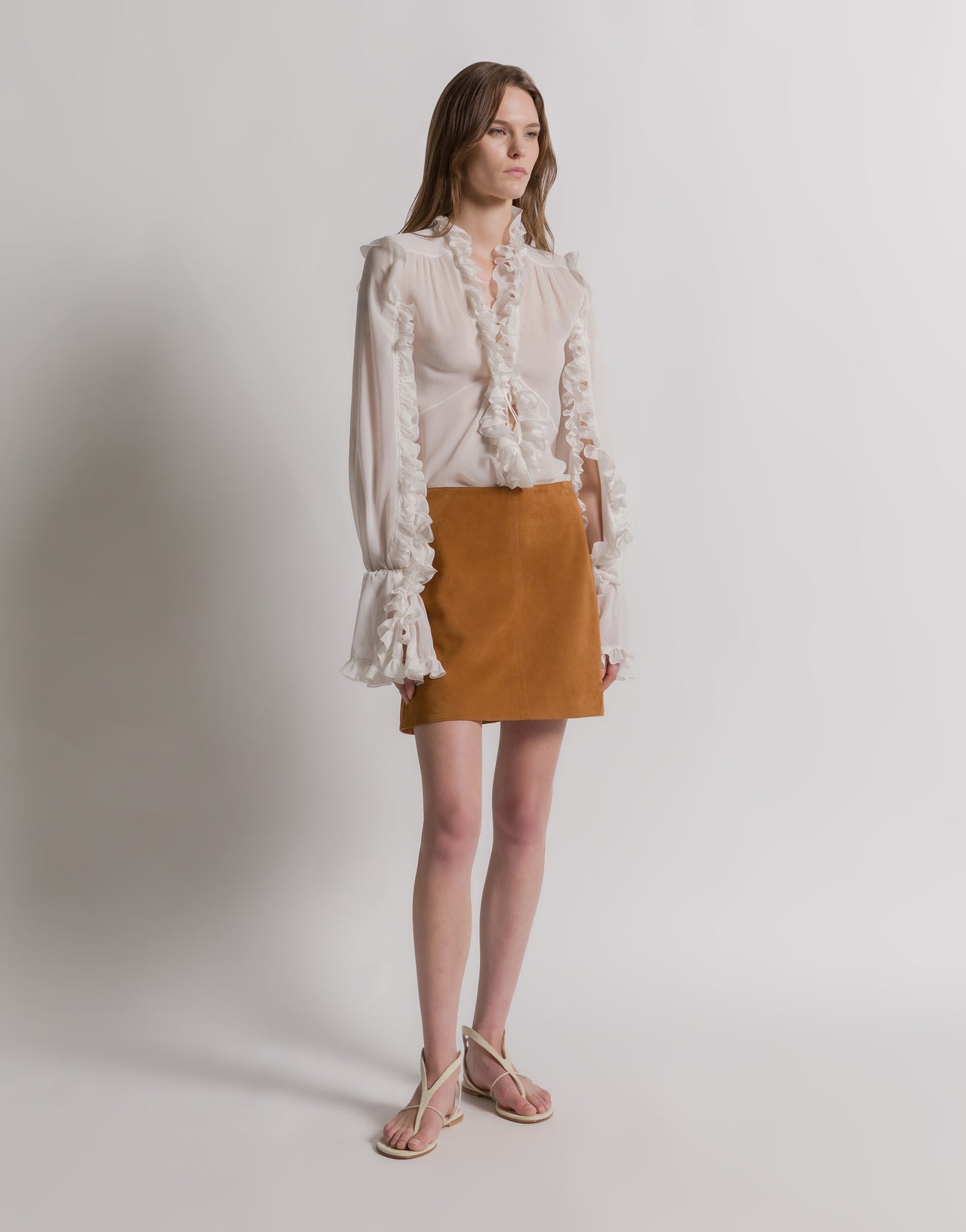 RSBFK Minigonna da donna con bottoni sul davanti, in finta pelle scamosciata, con orlo diviso, a vita alta, linea, Beige, S RSBFK Minigonna da donna con bottoni sul davanti, in finta pelle scamosciata, con orlo diviso, a vita alta, linea, Beige, S