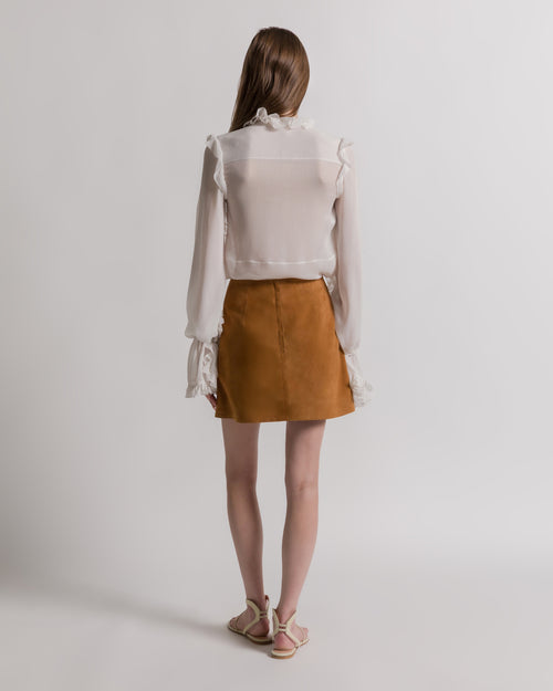 Suede miniskirt Brown Alberta Ferretti Boutique Online 1
