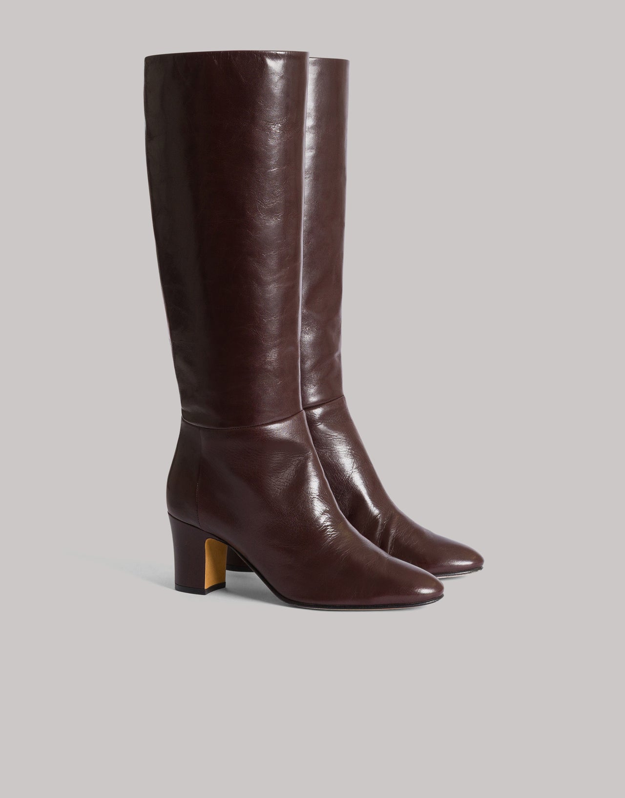 Soft Leather Tubular High Boots Brown Alberta Ferretti Boutique Online 1