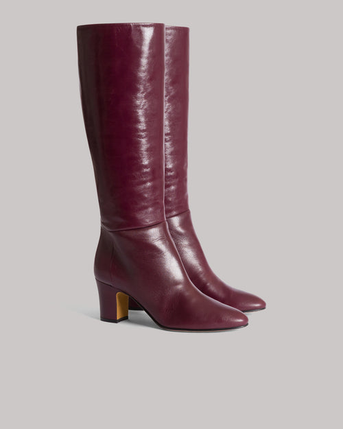 Soft Leather Tubular High Boots Bordeaux Alberta Ferretti Boutique Online 0