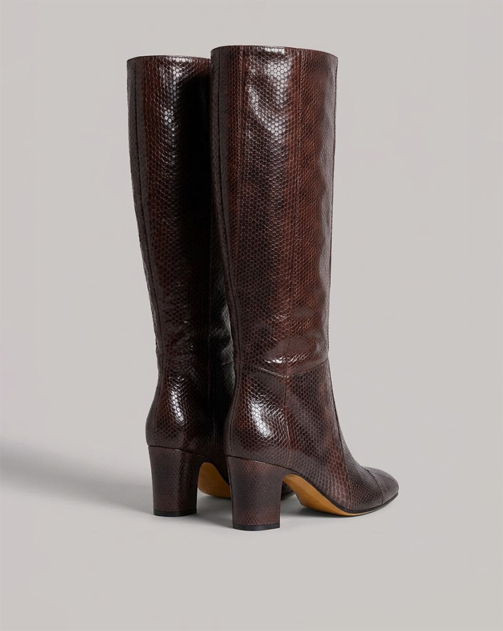Snake Leather Tubular High Boots Brown Alberta Ferretti Boutique Online 3