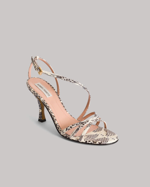 Snake Leather Heeled Sandal