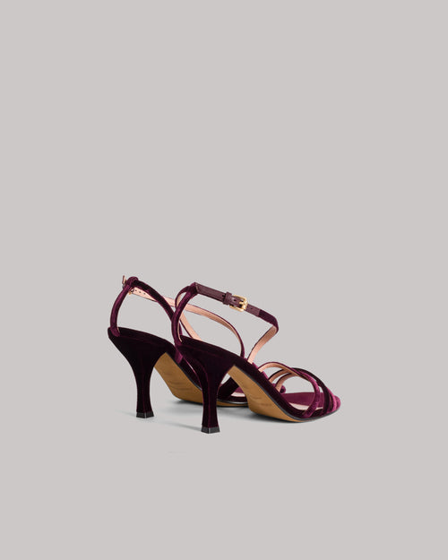 Velvet Heeled Sandal Bordeaux Alberta Ferretti Boutique Online 1