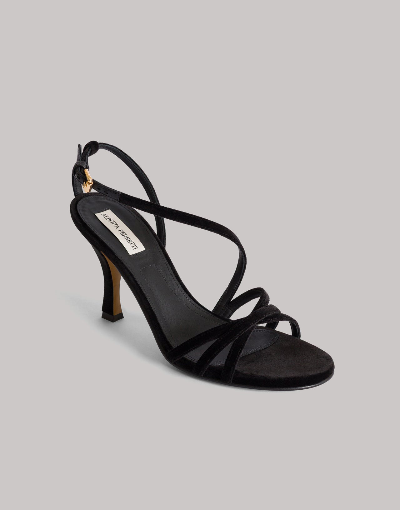 Velvet Heeled Sandal Black Alberta Ferretti Boutique Online 5