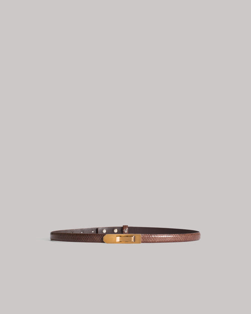 Minimalist Snake Leather Belt Brown Alberta Ferretti Boutique Online 0
