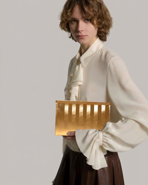 Rigid Gold Clutch Gold Alberta Ferretti Boutique Online 1