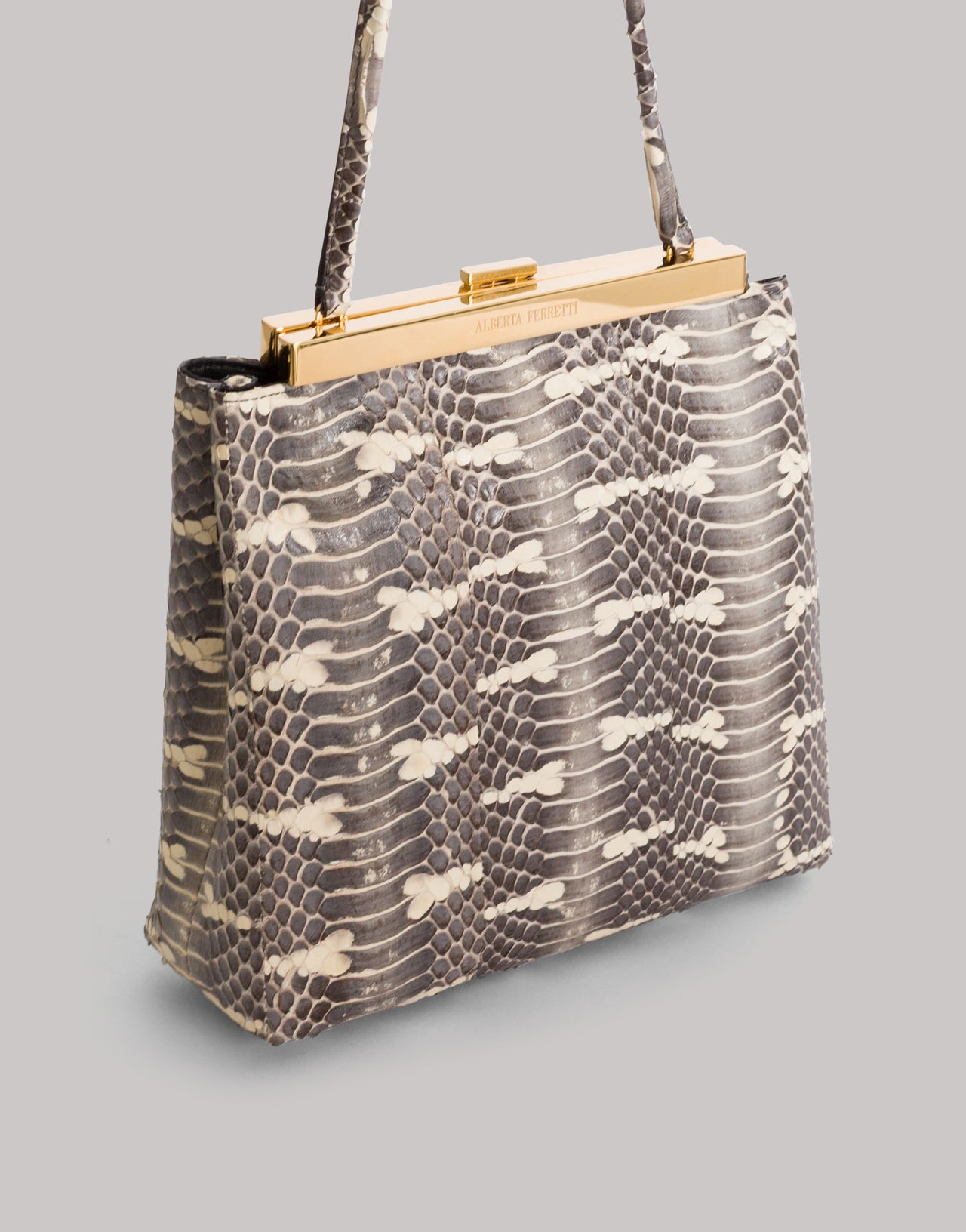 Handtasche aus Schlangenleder Grau Alberta Ferretti Boutique Online 4