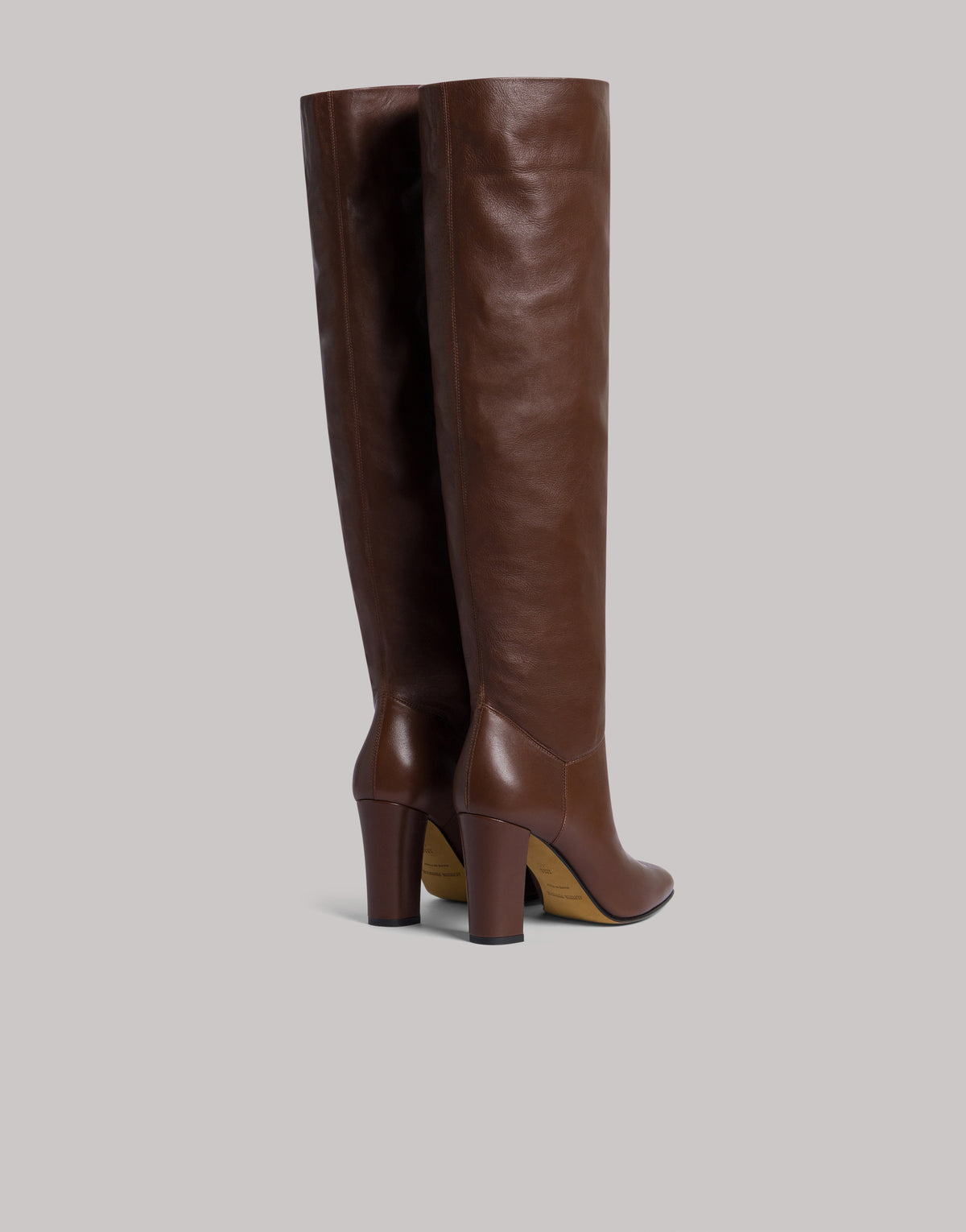 Stivali alti slouchy in nappa plongé con tacco Marrone Alberta Ferretti Boutique Online 4