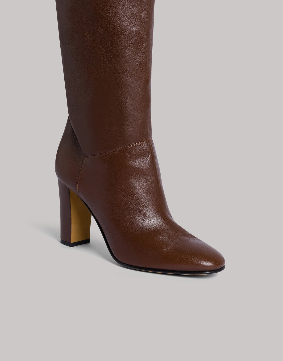 Stivali alti slouchy in nappa plongé con tacco Marrone Alberta Ferretti Boutique Online 5