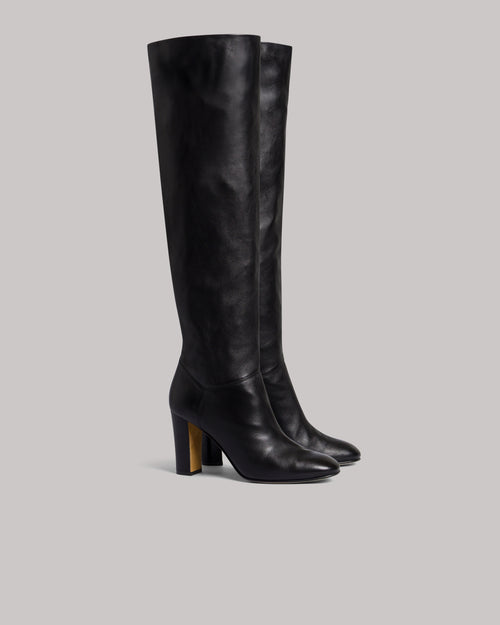 Stivali alti slouchy in nappa plongé con tacco  Nero Alberta Ferretti Boutique Online 0