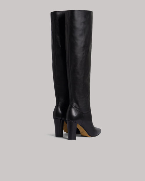 Stivali alti slouchy in nappa plongé con tacco 