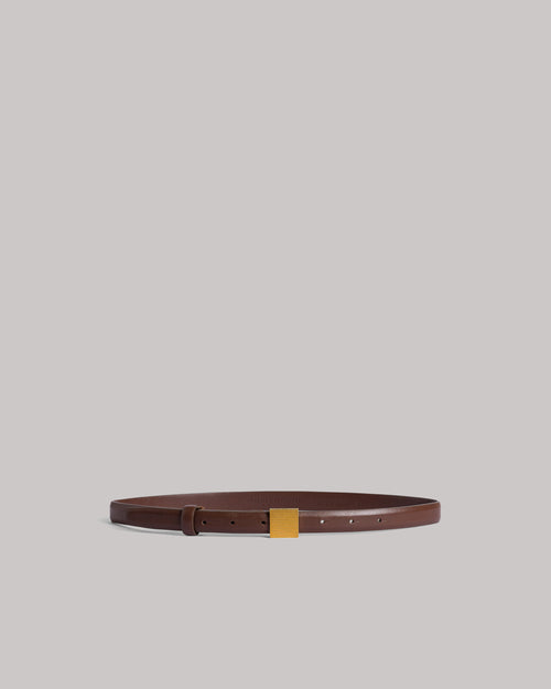 Schmaler Gürtel aus Nappa-Plongé mit goldfarbener Schließe 棕色 Alberta Ferretti Boutique Online 0