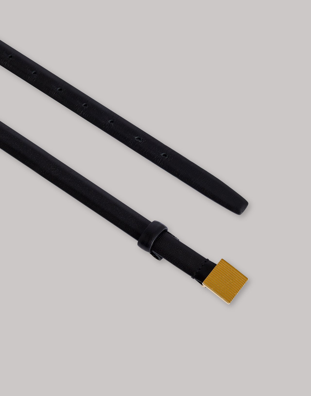 Ceinture fine en nappa plongé à boucle dorée Noir Alberta Ferretti Boutique Online 2