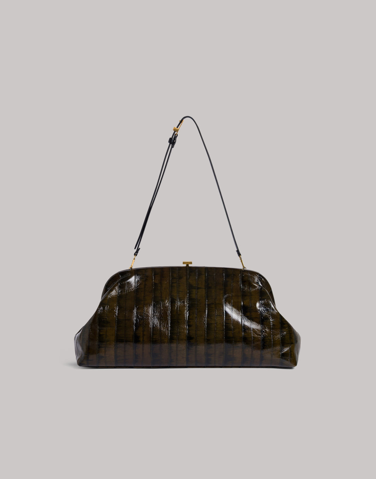 Maxi-Pouch aus glänzendem Aalleder Grün Alberta Ferretti Boutique Online 1
