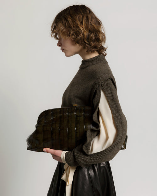 Maxi eel skin pouch Green Alberta Ferretti Boutique Online 1