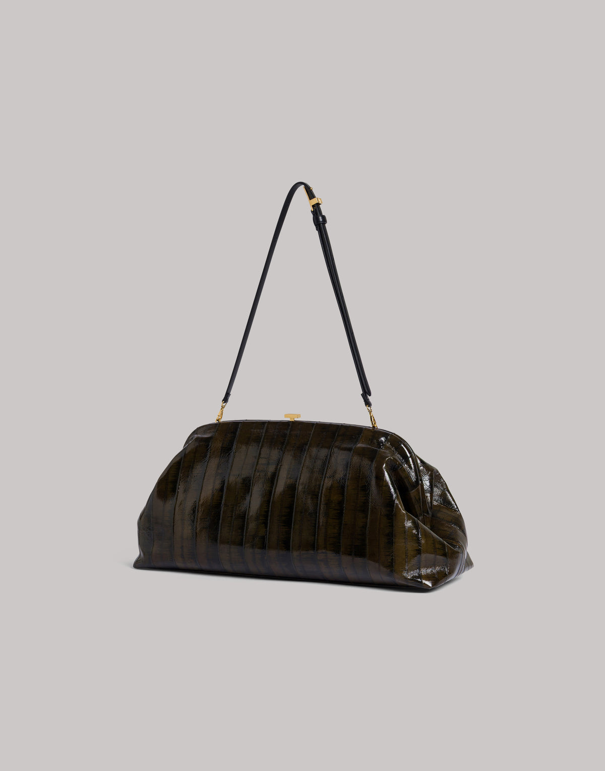 Maxi-Pouch aus glänzendem Aalleder Grün Alberta Ferretti Boutique Online 3
