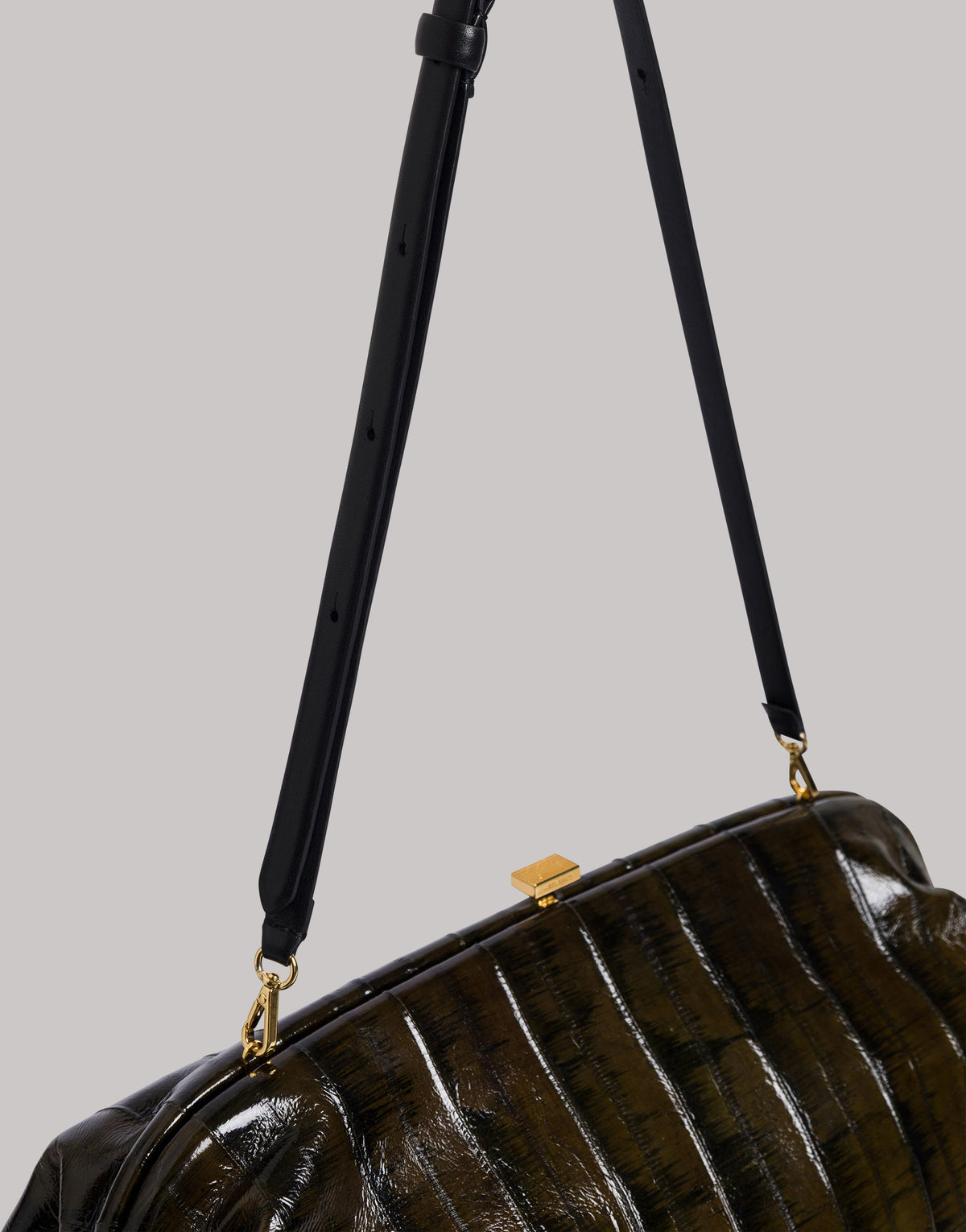 Maxi-Pouch aus glänzendem Aalleder Grün Alberta Ferretti Boutique Online 5
