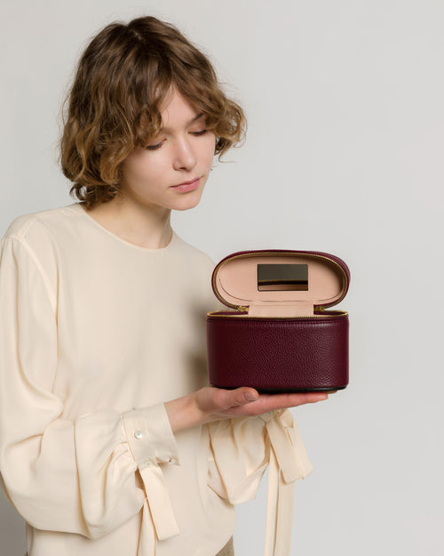 Mini leather vanity bag