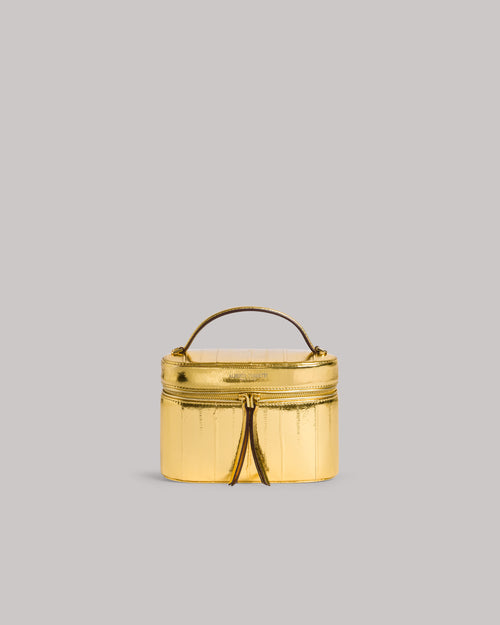 Gold laminated eel skin mini vanity bag Gold Alberta Ferretti Boutique Online 0