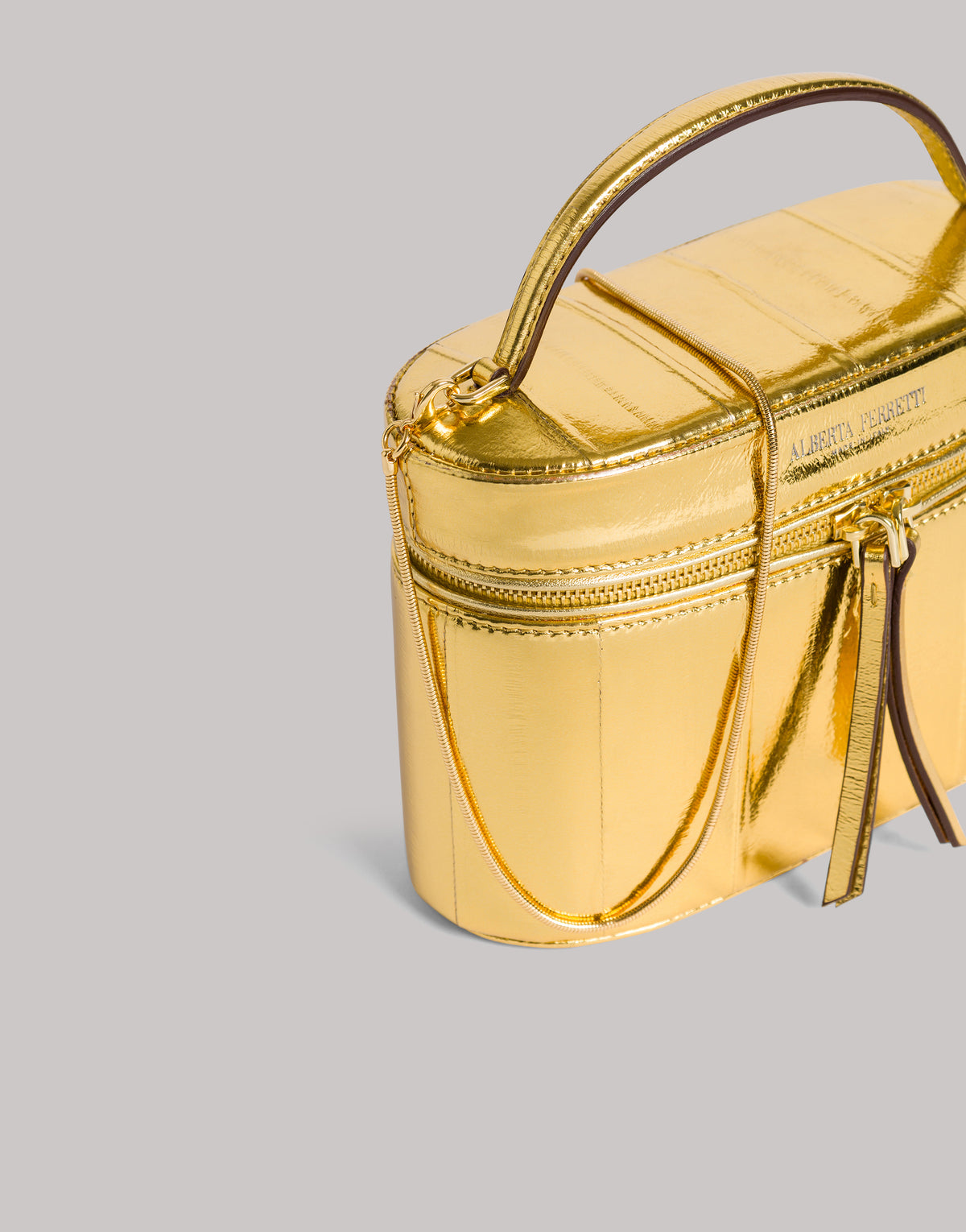 Gold laminated eel skin mini vanity bag Gold Alberta Ferretti Boutique Online 5