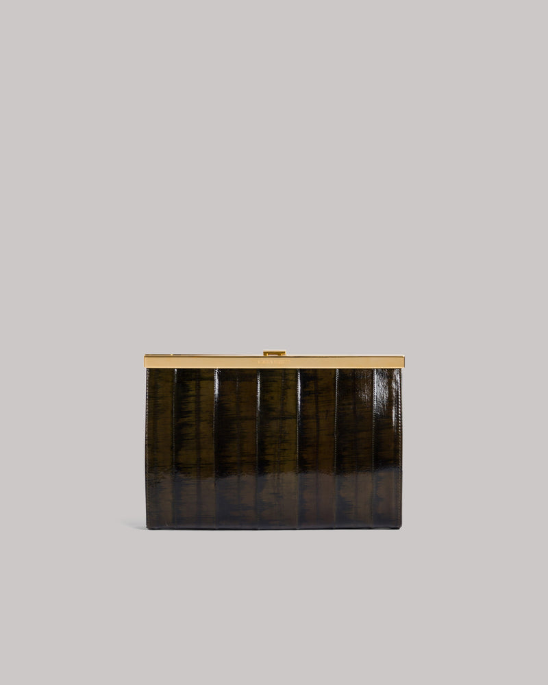 Clutch in pelle di anguilla verde scuro Verde Alberta Ferretti Boutique Online 0