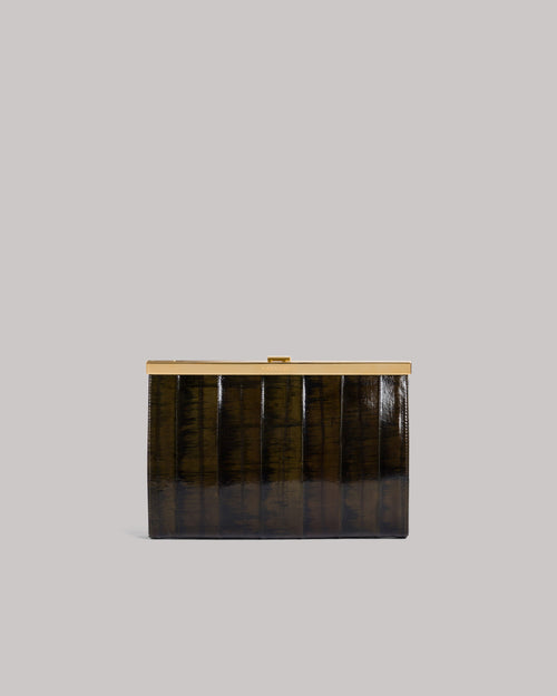 Dark green eel skin clutch Green Alberta Ferretti Boutique Online 0