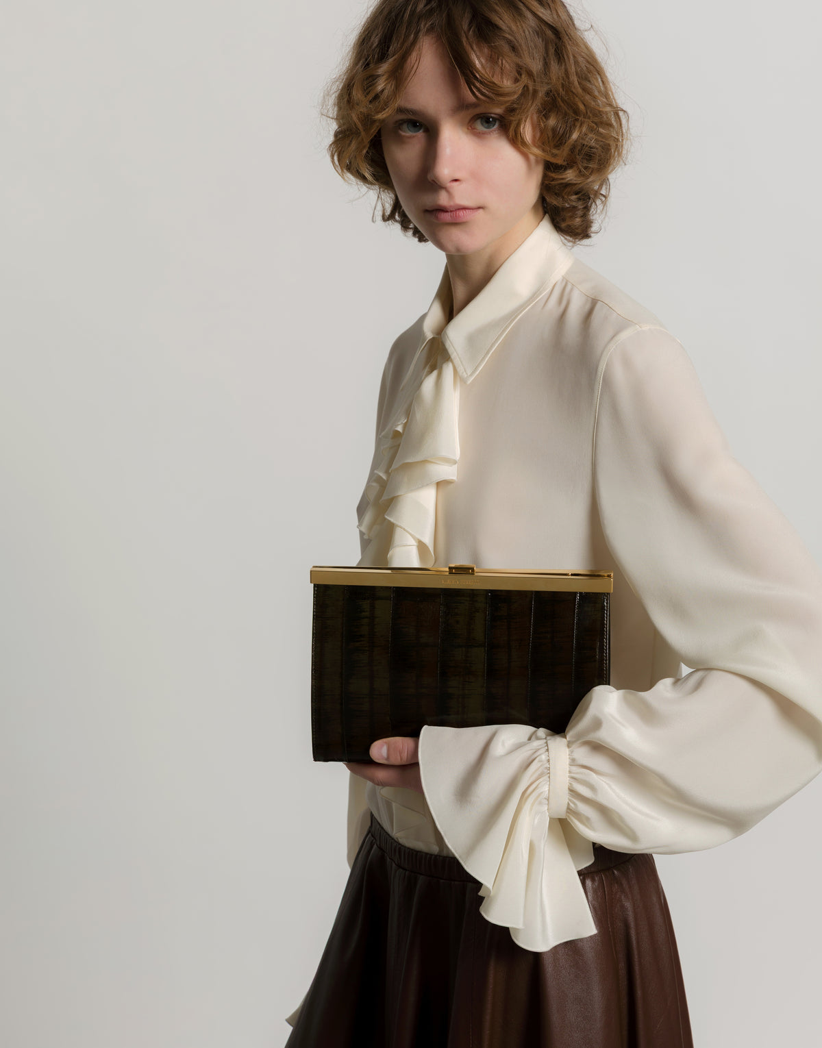 Clutch aus dunkelgrünem Aalleder Grün Alberta Ferretti Boutique Online 2