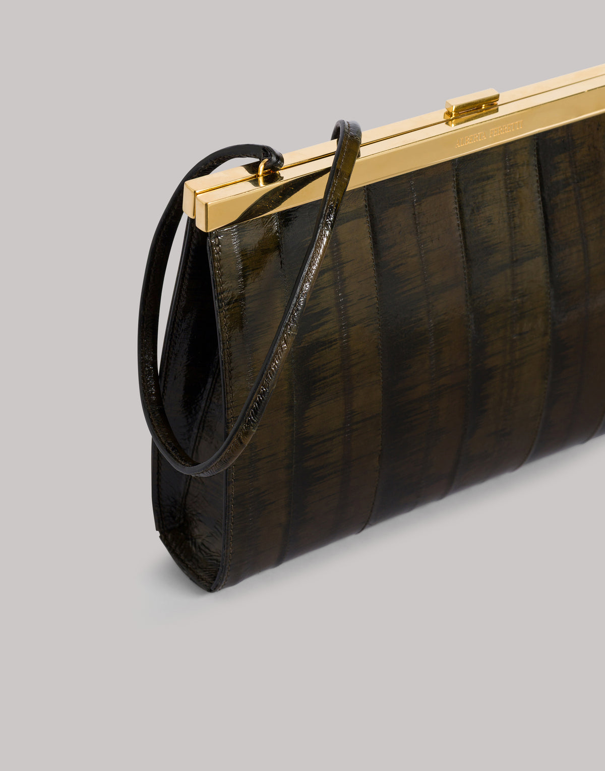 Clutch aus dunkelgrünem Aalleder Grün Alberta Ferretti Boutique Online 4