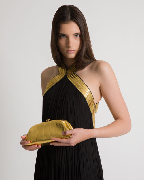 Mini Eel Leather Pouch Gold Alberta Ferretti Boutique Online 1