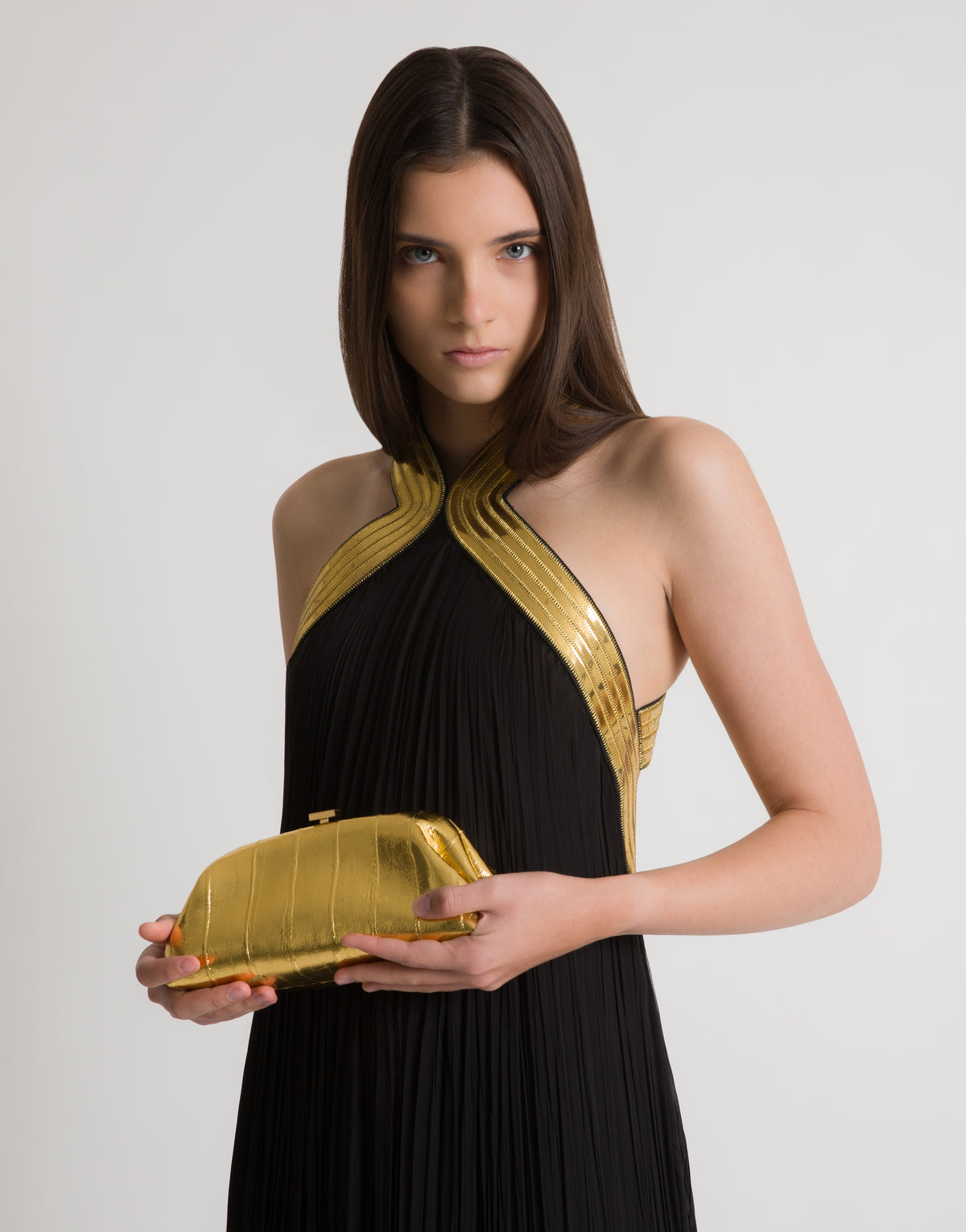 Mini Eel Leather Pouch Gold Alberta Ferretti Boutique Online 2
