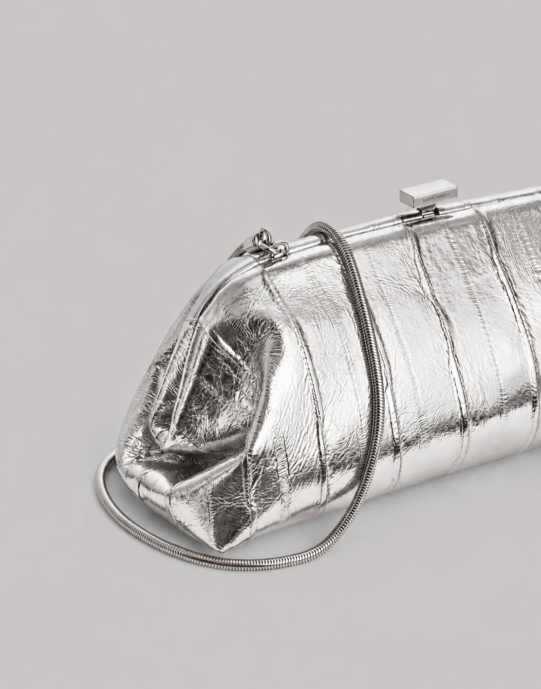 Mini Eel Leather Pouch Silver Alberta Ferretti Boutique Online 4