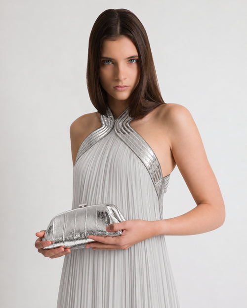 Mini Eel Leather Pouch Silver Alberta Ferretti Boutique Online 1