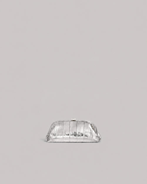 Mini Eel Leather Pouch Silver Alberta Ferretti Boutique Online 0