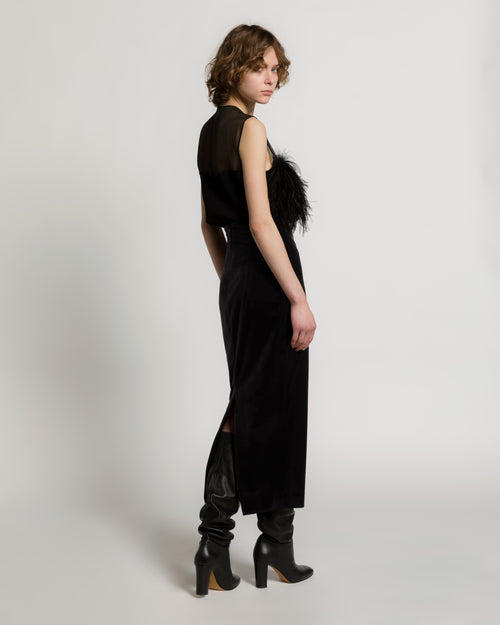 Velvet midi skirt