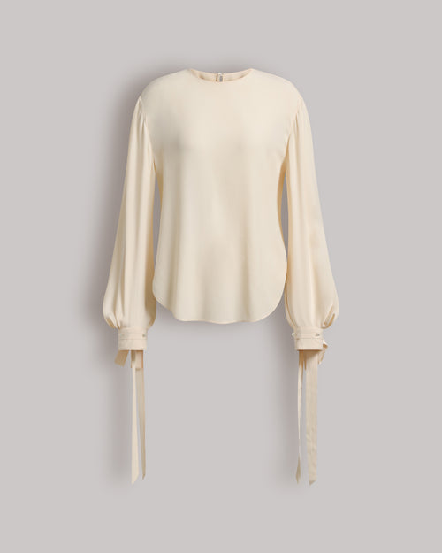 Chemisier en crêpe de chine avec liens 象牙 Alberta Ferretti Boutique Online 0