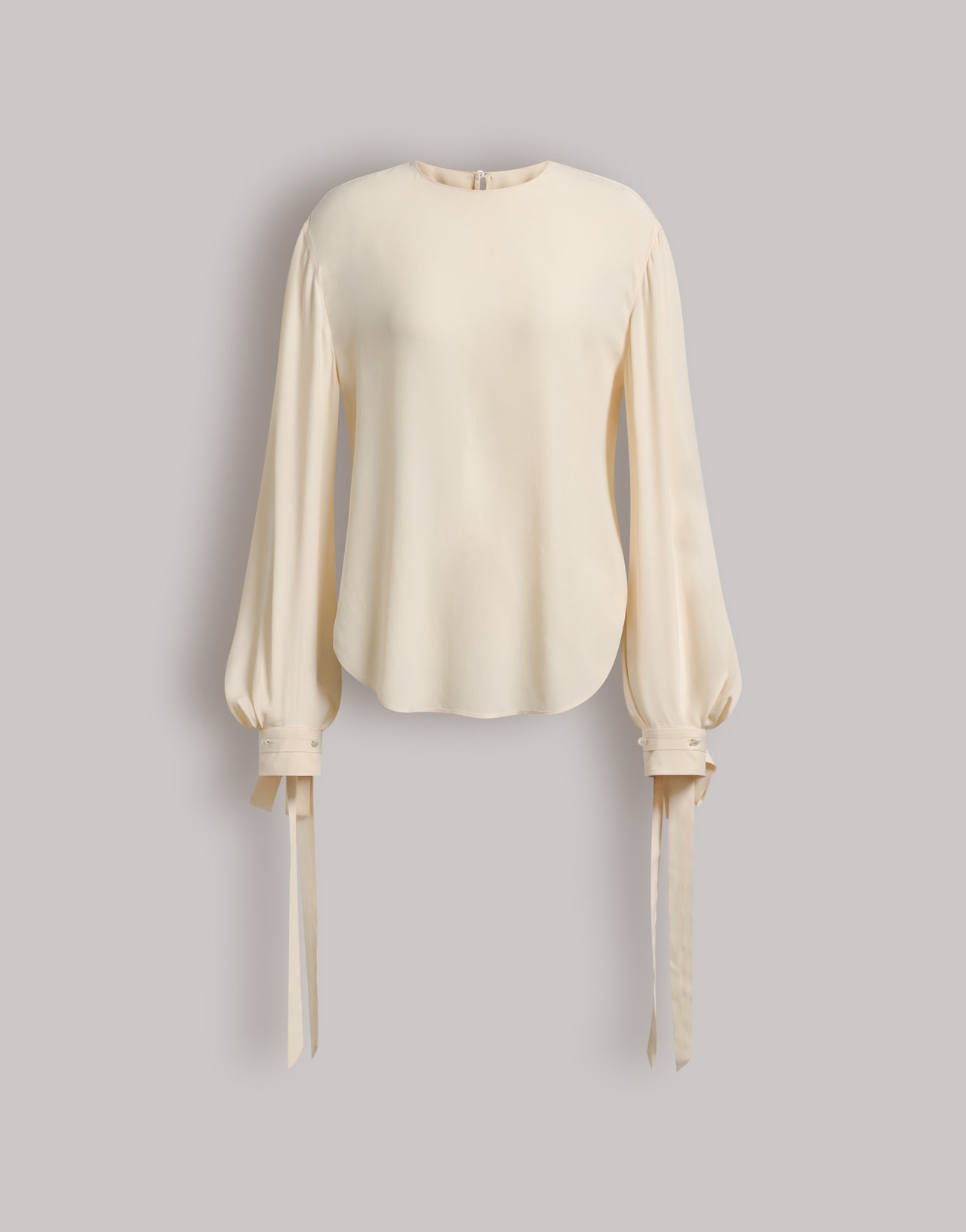 Bluse aus Crêpe de Chine mit Bindebändern Elfenbein Alberta Ferretti Boutique Online 1