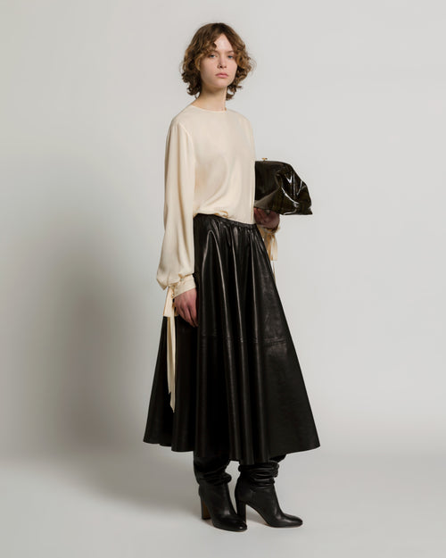 Chemisier en crêpe de chine avec liens 象牙 Alberta Ferretti Boutique Online 1