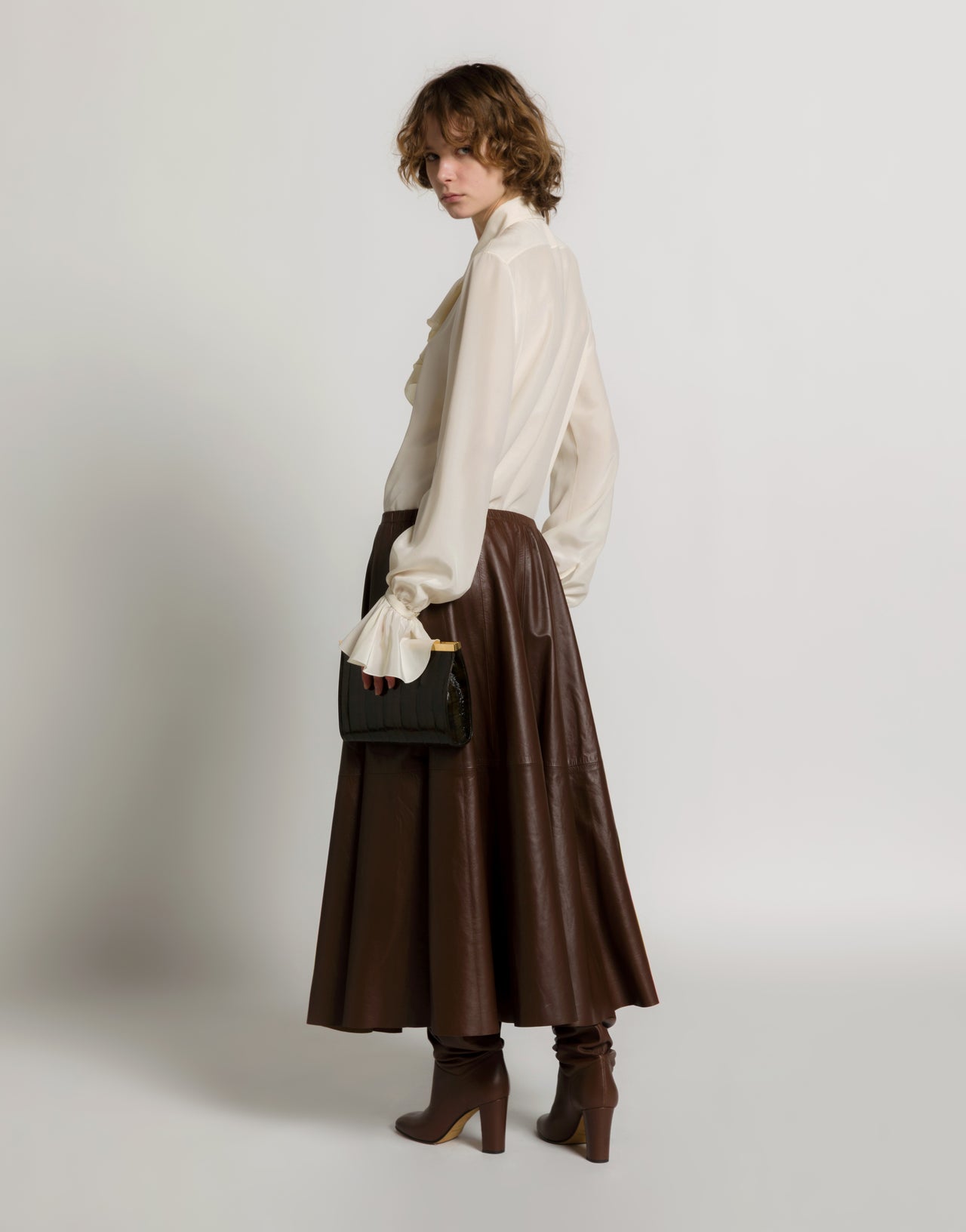 Ruffled crêpe de chine blouse Ivory Alberta Ferretti Boutique Online 3