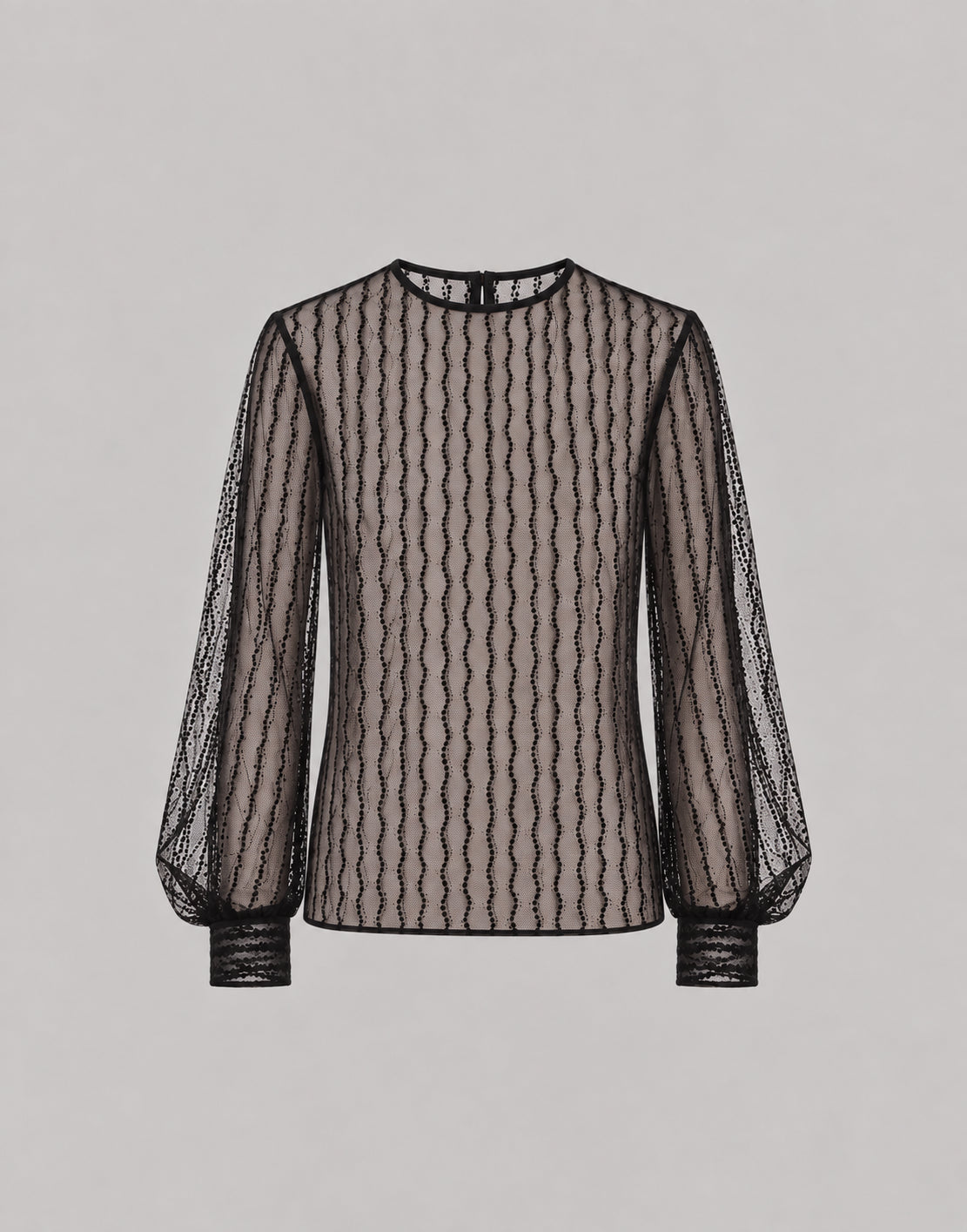Blusa Trasparente in Tulle Ricamato Nero Alberta Ferretti Boutique Online 1