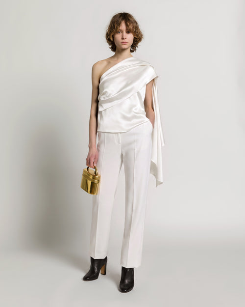 Straight-leg trousers in Enver satin White Alberta Ferretti Boutique Online 1