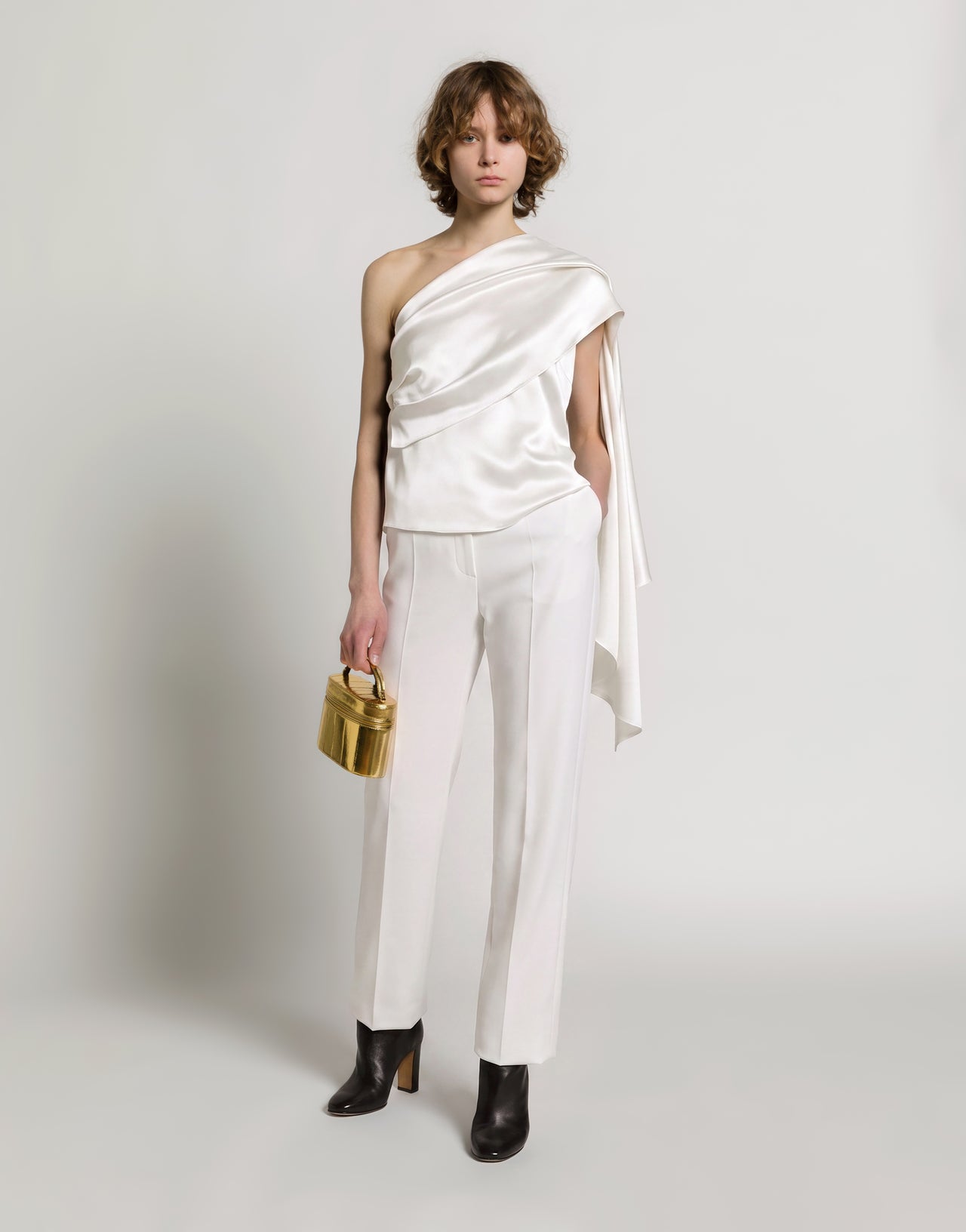 Pantalon droit en Enver satin Blanc Alberta Ferretti Boutique Online 2