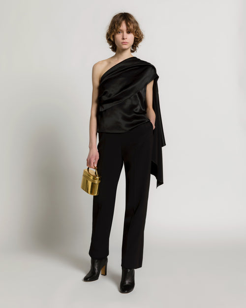 Straight-leg trousers in Enver satin Black Alberta Ferretti Boutique Online 1