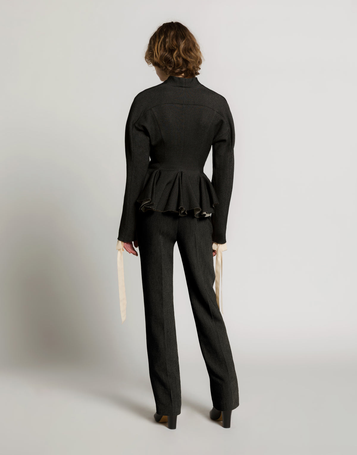 Pantalón recto en viscosa elástica Gris Alberta Ferretti Boutique Online 3