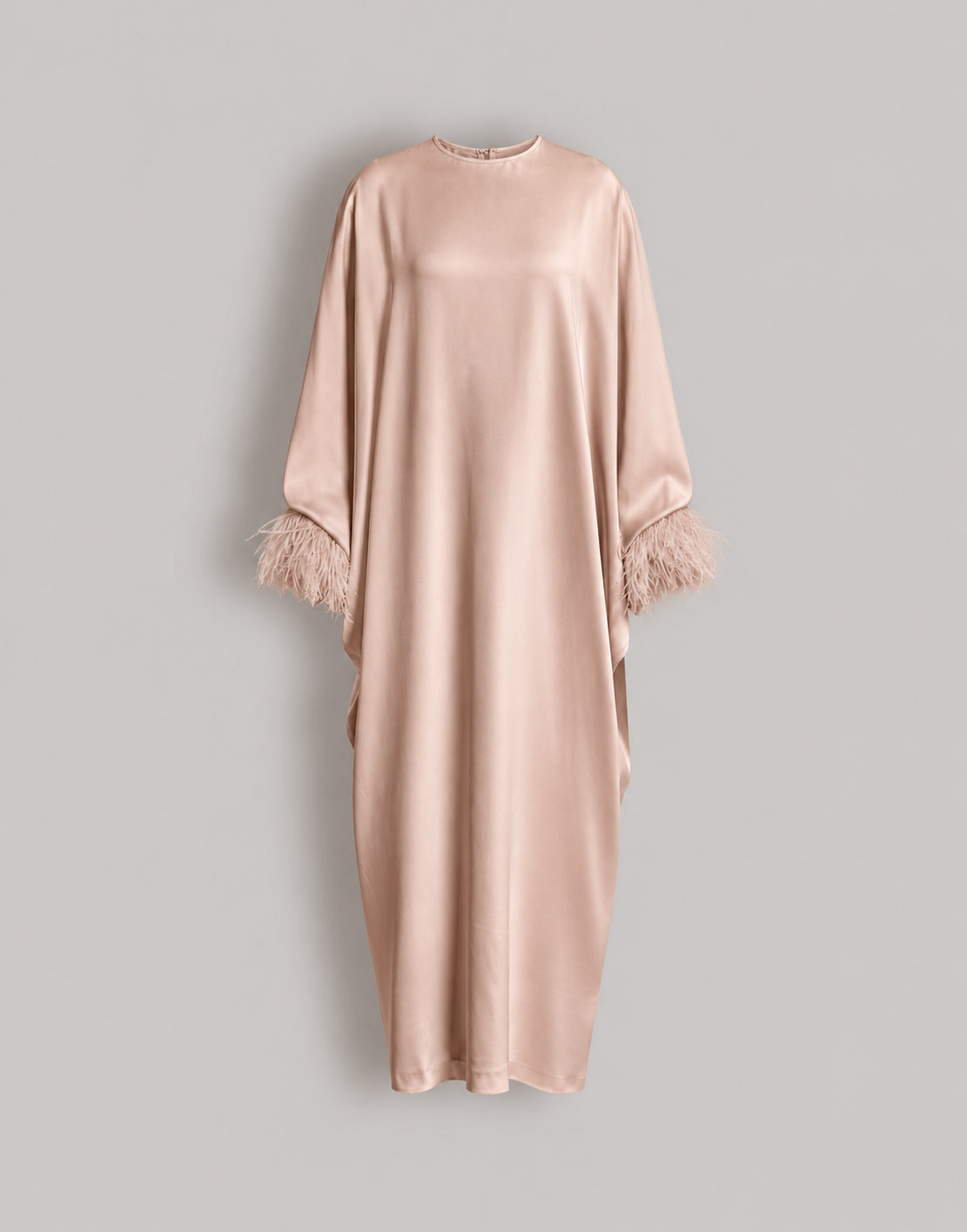 Long dress in Enver satin with feathers 粉红色 Alberta Ferretti Boutique Online 1