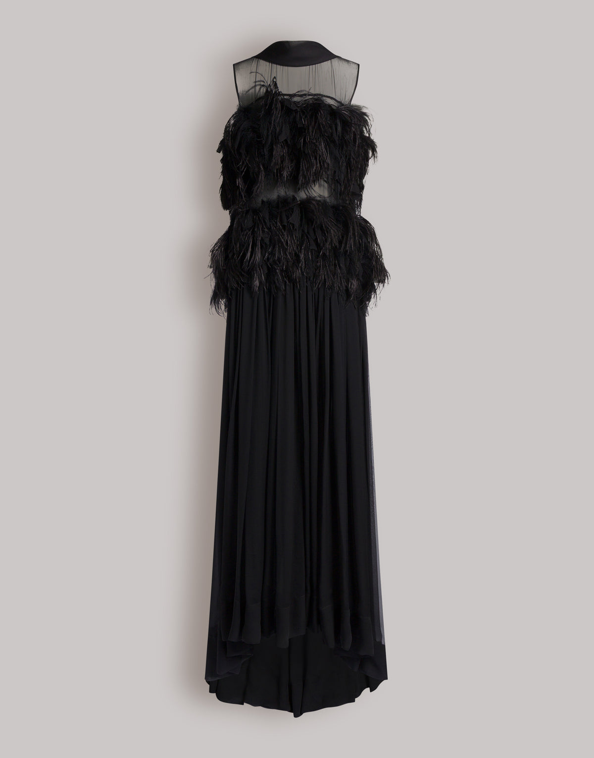Ethereal Silk Chiffon Feather Gown Black Alberta Ferretti Boutique Online 1
