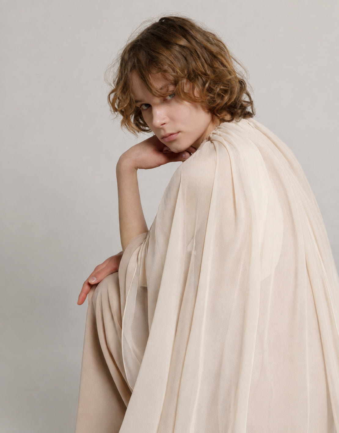 Abendkleid aus Enver-Satin mit Chiffon-Cape Pink Alberta Ferretti Boutique Online 4