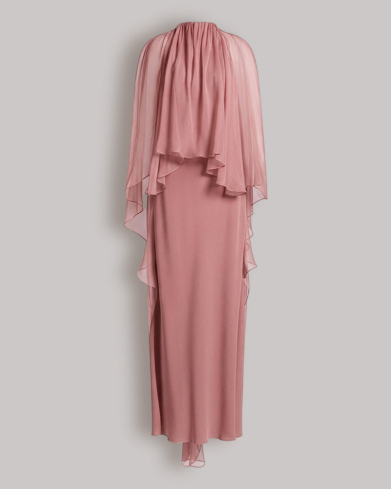 Abendkleid aus Enver-Satin mit Chiffon-Cape Pink Alberta Ferretti Boutique Online 0